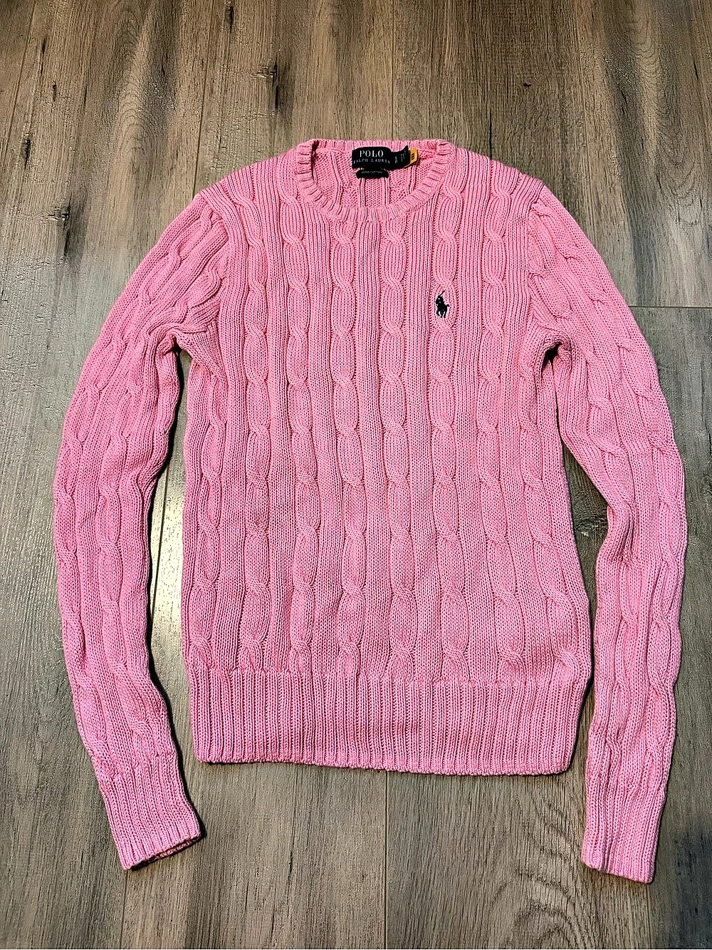 Polo Ralph Lauren Cable-Knit Cotton Crewneck Sweater Pink